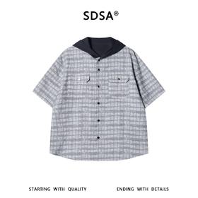 SDSA男装2026新款高贵轻奢潮牌双面可穿设计连帽短袖衬衫百搭时尚