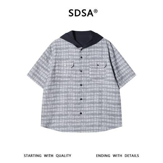 SDSA男装2026新款高贵轻奢潮牌双面可穿设计连帽短袖衬衫百搭时尚 商品图0