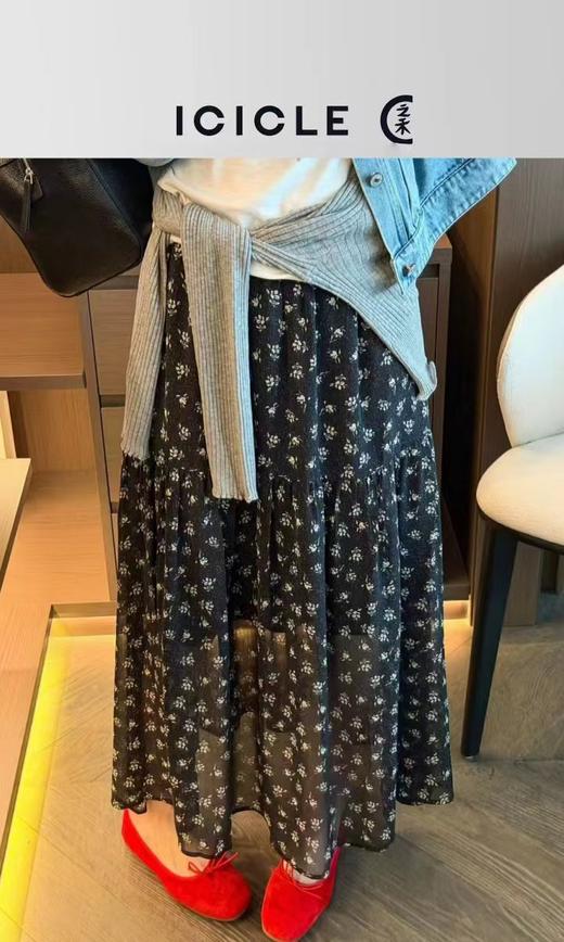 F032979春夏新款多层褶皱拼接设计高腰A字大摆长裙半身裙 商品图6