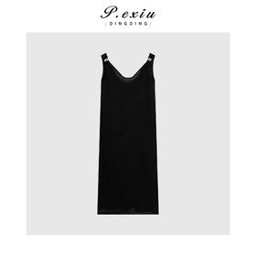 03-5潘依绣丁丁宠粉法式金属卡扣长款连衣裙Q18219