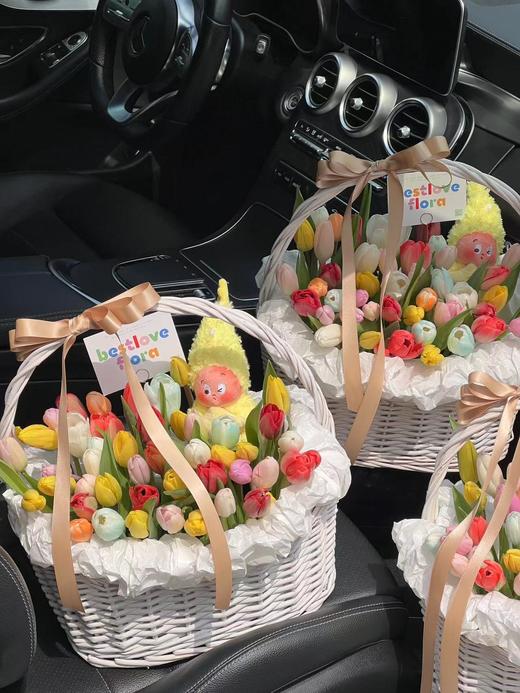 白色竹编椭圆套二花篮 商品图2