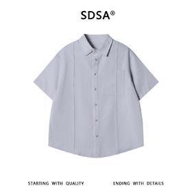 SDSA男装2026新款高贵轻奢简约立体竖条压褶短袖衬衫百搭简约衬衣