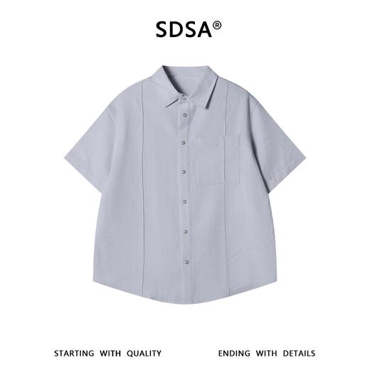 SDSA男装2026新款高贵轻奢简约立体竖条压褶短袖衬衫百搭简约衬衣 商品图0