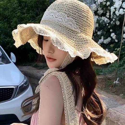 夏季2026草帽女新款镂空草编帽出游防晒帽子 沙滩海边大帽檐遮阳帽 商品图3