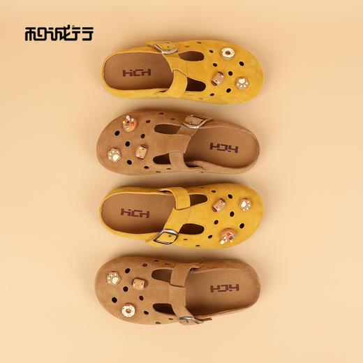 和诚行2026夏季新款外穿软底不累脚包头半拖卡通洞洞鞋勃肯拖鞋0010856 商品图0