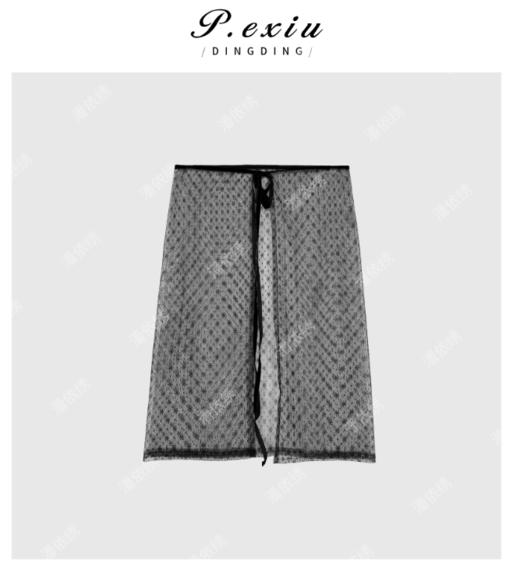 04-1潘依绣丁丁宠粉韩系时尚叠穿减龄百搭网纱半身裙 Q7370 商品图0
