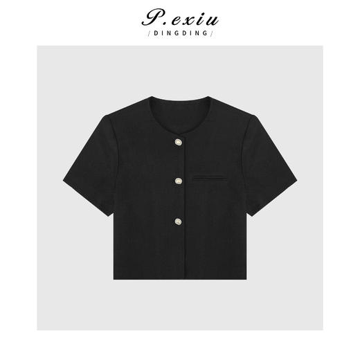 03-5潘依绣丁丁宠粉韩版圆领小香风泡泡袖外套Q48983 商品图0