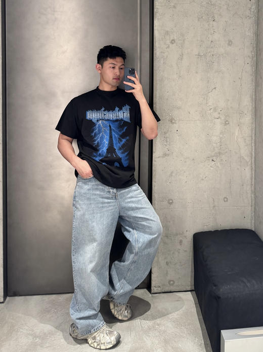 巴黎世家 26ss字母标识铁塔印花T恤 男女同款（DY） 商品图2