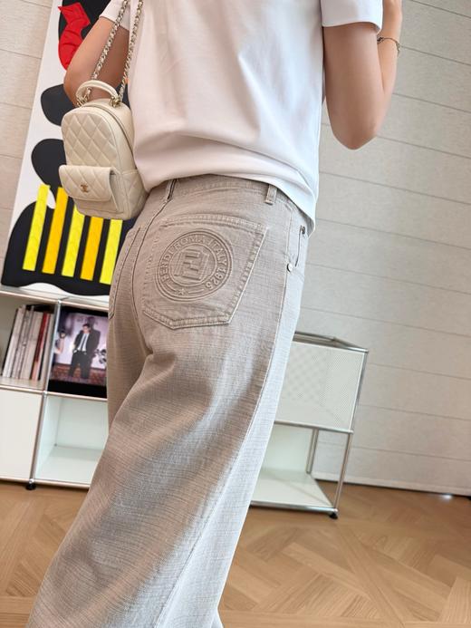 芬迪 新款重工裸灰色牛仔裤 商品图2