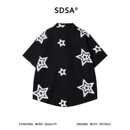 SDSA男装2026新款高贵轻奢潮牌简约撞色刺绣星星短袖衬衫百搭休闲 商品图4