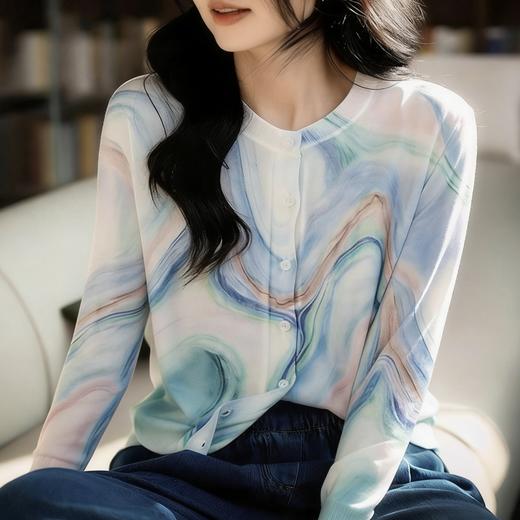 慵懒春日~水溶羊毛圆领显瘦款针织长袖开衫外套 商品图0