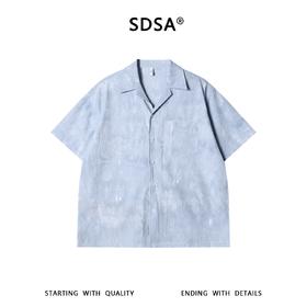 SDSA男装2026新款高贵轻奢潮牌扎染肌理提花翻领短袖衬衫百搭宽松
