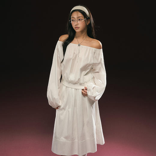 Ariseism 美式复古白色一字肩套装女春季新款两件套 商品图1