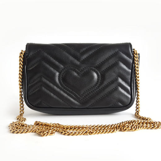 【95新】Gucci古驰Marmont系列476433黑色超迷你马蒙链条包单肩斜挎包女士150326TJ02 商品图2