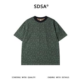 SDSA男装2026新款高贵轻奢美式复古几何链条满印短袖T恤百搭时尚