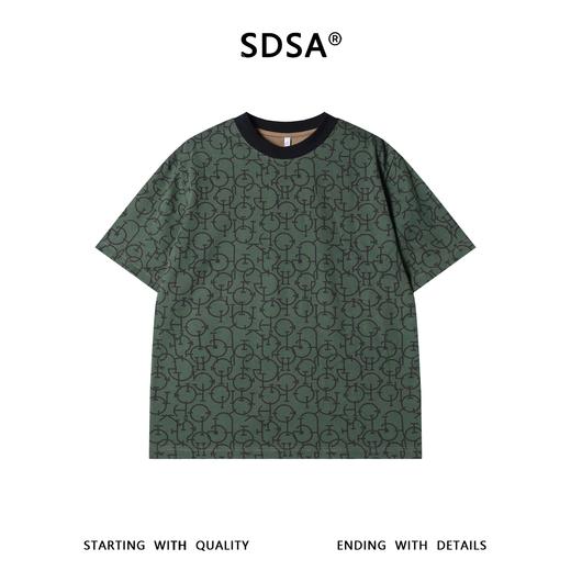 SDSA男装2026新款高贵轻奢美式复古几何链条满印短袖T恤百搭时尚 商品图0