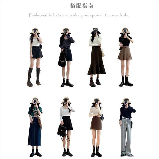 UPF50+高倍防晒黑胶防晒帽 大沿条纹空顶帽子 女户外防紫外线可折叠太阳帽  商品图5