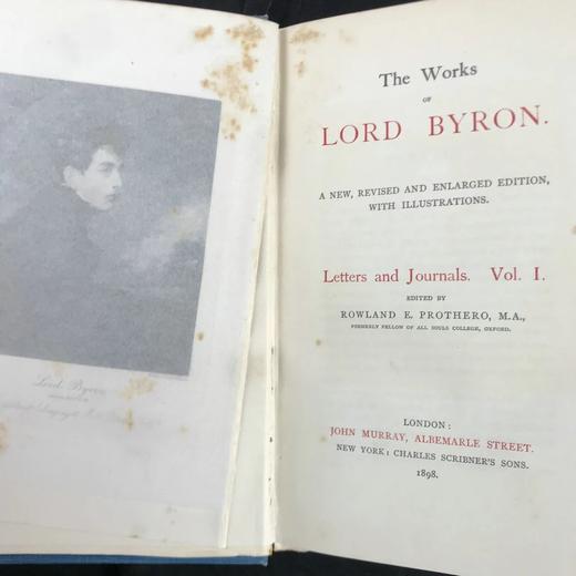 含淑女藏书票！书顶鎏金毛边本！1898-1901年，《拜伦书信日记作品集》（全6卷） 配插图 漆布精装32开 商品图3