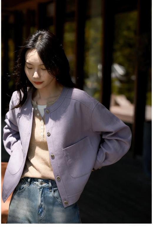 香芋紫天丝醋酸短上衣 ，今年春天穿，松弛、显白，显高、显瘦【3-7天发货，周末顺延】 商品图0