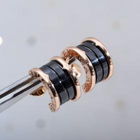 宝格丽 B.Zero1系列黑色陶瓷 玫瑰金色一对 耳环 女款