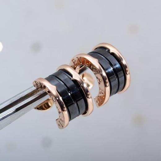 宝格丽 B.Zero1系列黑色陶瓷 玫瑰金色一对 耳环 女款 商品图0