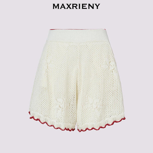 【宋茜同款】MAXRIENY玉兰针织套装度假风撞色花边肌理感A型短裤(货号:MC86PA254) 商品图4