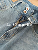 专柜实拍【简约松弛感】拉夏贝尔/La Chapelle垂顺有型高腰两扣撞色标裤袢做旧设计感直筒牛仔长裤 商品缩略图4