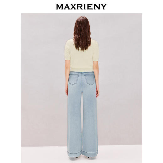 MAXRIENY半高领针织衫2026年春季新款钉珠套头毛衣荷叶边短袖上衣(货号:MF80SW007) 商品图3