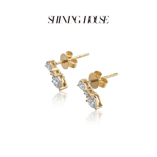 ShiningHouse[培育] 18k金钻石耳饰 刻面形人工真钻人造钻石K金耳钉时尚钻石耳饰耳环悦己送礼臻选【此商品不支持7天无理由退货退款】预计3日发货 商品图2