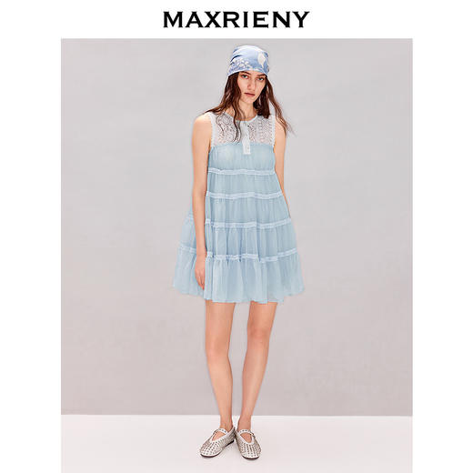 MAXRIENY26华丽浪漫感背心连衣裙伞摆a字娃娃裙公主裙子蓝色(货号:MF80DR002) 商品图1