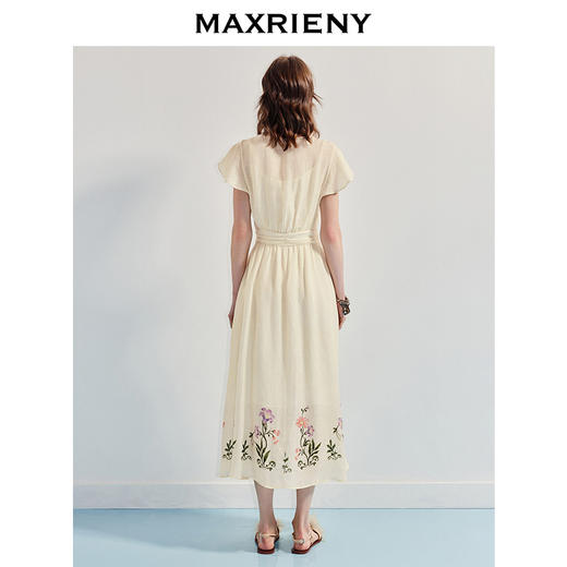 【杨超越同款】MAXRIENY优雅度假风连衣裙25夏款法式田园系带长裙(货号:MC86DR058) 商品图3