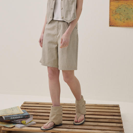 谜底4分牛仔裤短裤2026夏季新品撞色口袋艺术时髦复古女262MJ0613 商品图1