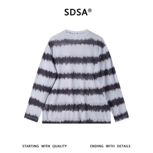 SDSA男装2026新款高贵轻奢简约透气撞色条纹圆领长袖T恤百搭休闲 商品图4