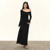 Ariseism 美式复古高级感斜肩绑带长袖长裙女春季新款修身连衣裙 商品缩略图0