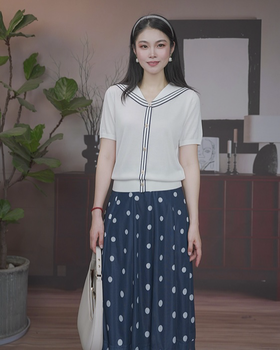 司歌海军领针织套头上衣G93G3815