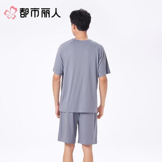 都市丽人睡衣男士睡衣薄家居服针织抽条睡衣男士棉质短袖套装男装短袖短裤FHC2B4 商品图2