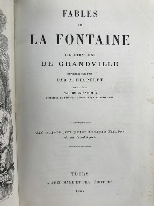 【法语】1864年 拉封丹寓言 格兰维尔240幅经典插图 真皮脊36开 商品图2
