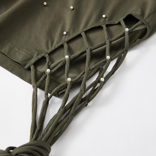 谜底编织绳T恤短袖2026年夏季新品贝壳珠子立体设计感女262MT0673 商品图3