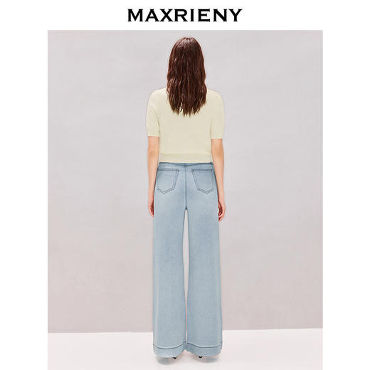 MAXRIENY宫廷风玫瑰提花针织衫26春季新款套头仿珍珠圆领短袖针织(货号:MF80SW007) 商品图3