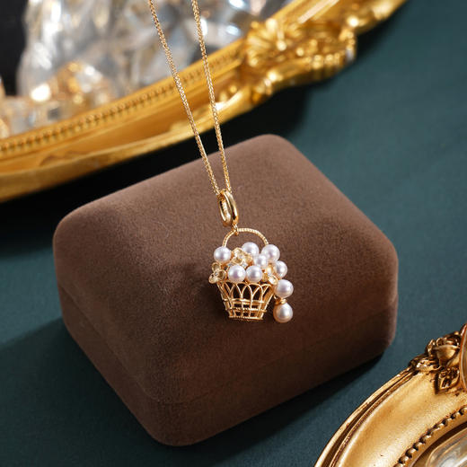 子佩集【缘梦花篮】银S925珍珠惜王妃套链项链【MLTL038】镀金花篮2602 商品图1