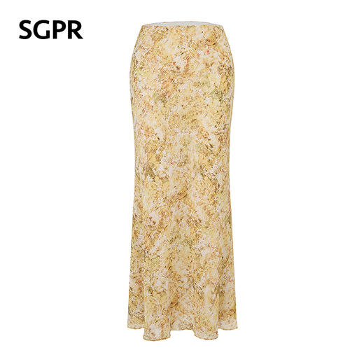 【SGPR】法式度假风印花半身裙2026年夏季新款收腰显瘦中长款半裙(货号:MU80SK035) 商品图4