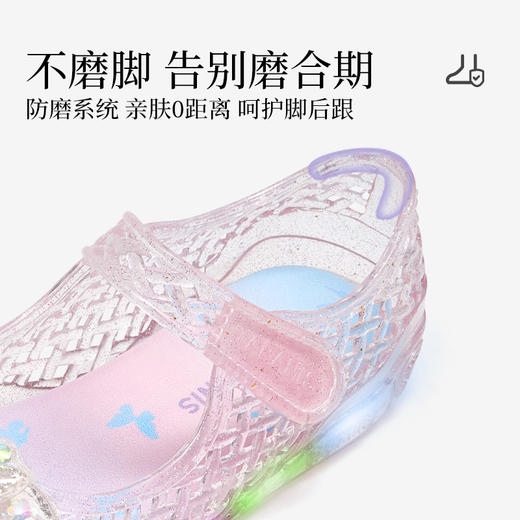 泰兰尼斯儿童凉鞋2026夏款新款女童果冻鞋软底闪灯透气艾莎涉水鞋T12X6B9078 商品图3