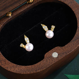 子佩集【垂耳萌兔】银S925珍珠惜王妃耳钉【QJED003】双色兔子2602