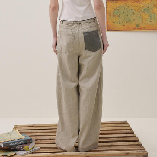 谜底阔腿牛仔裤长裤2026夏新品口袋撞色个性编织挂绳女262MJ0612 商品图2