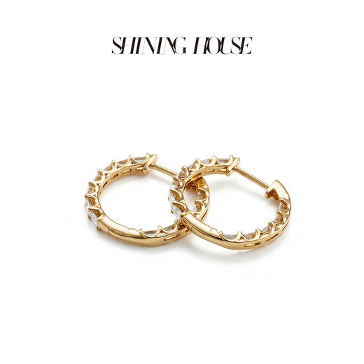 ShiningHouse[培育] 18k金钻石耳饰 刻面形人工真钻人造钻石K金耳钉时尚钻石耳饰耳环悦己送礼臻选【此商品不支持7天无理由退货退款】预计3日发货 商品图1