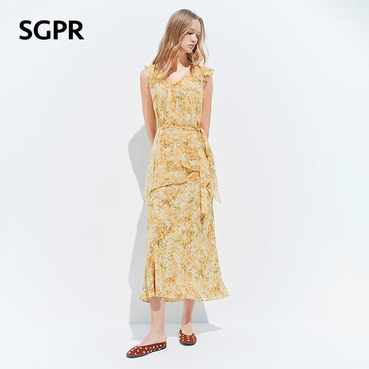 【SGPR】法式度假风印花半身裙2026年夏季新款收腰显瘦中长款半裙(货号:MU80SK035) 商品图1