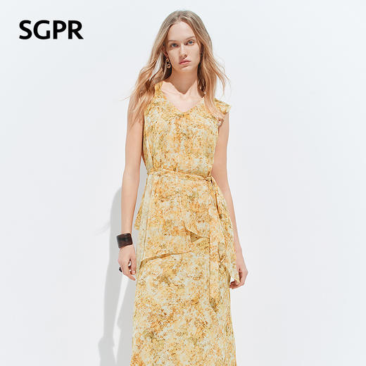 【SGPR】法式度假风印花衬衫2026年夏季新款收腰小飞袖系带上衣(货号:MU80TP035) 商品图2