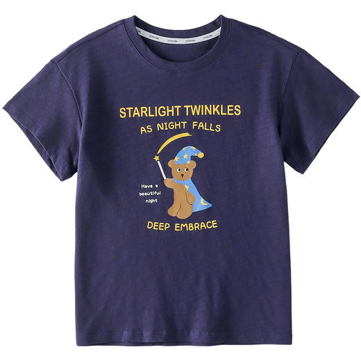 【10A抗菌纯棉】棉花堂夏款晚安熊童趣印花竹节棉儿童短袖T恤 ----FA61133 商品图12