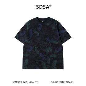 SDSA男装2026新款高贵轻奢潮牌撞色腰果印花圆领短袖T恤宽松休闲