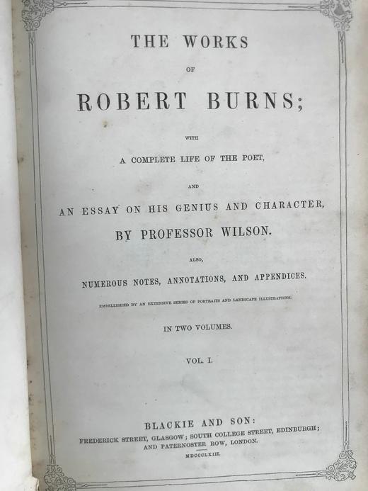 1863年 彭斯作品全集（全2卷） 数十幅版画插图 真皮精装16开 商品图2
